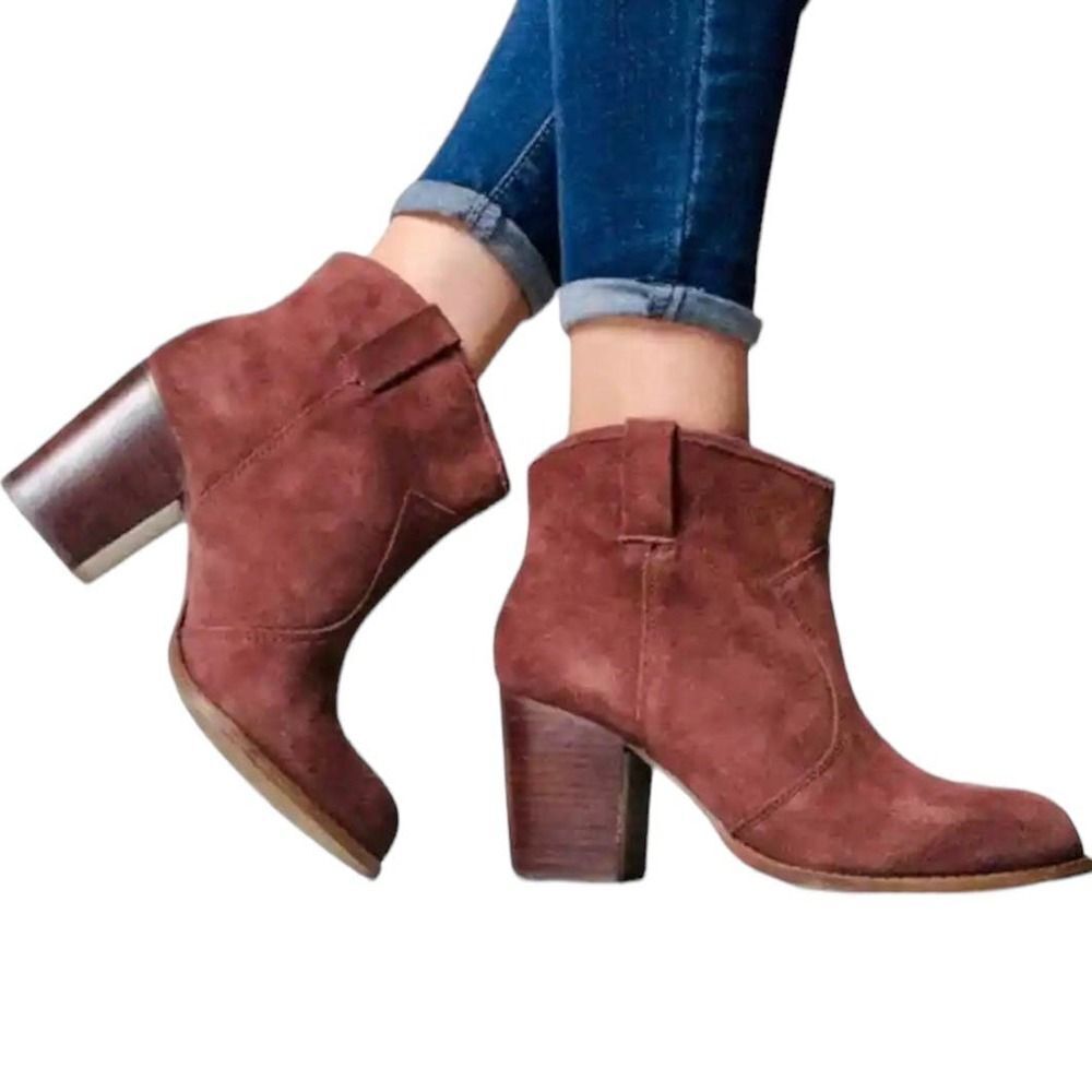 Splendid Lakota Leather Suede Chunky Heel Ankle Booties 10